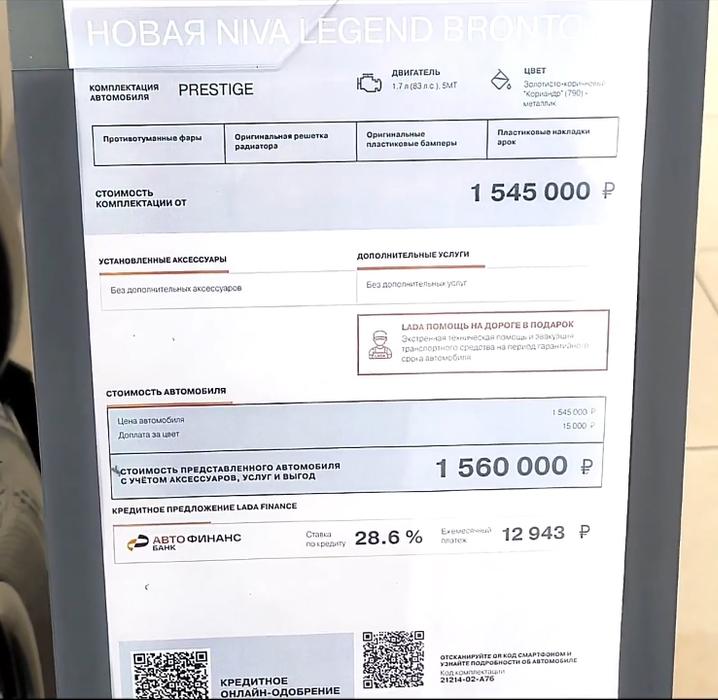 Цена на Lada Niva Bronto
