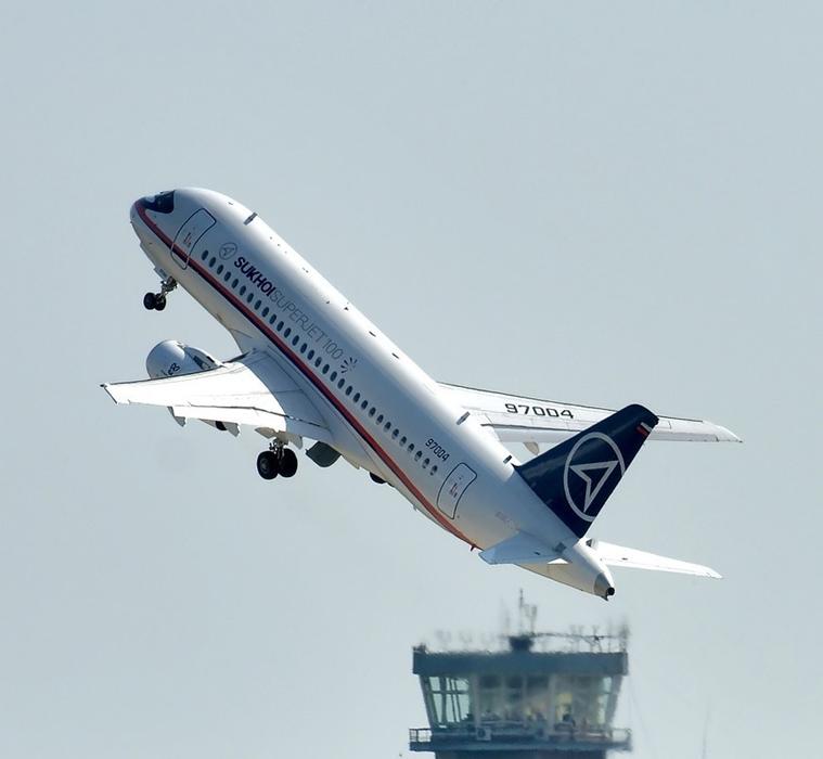 Sukhoi SuperJet 100 on takeoff