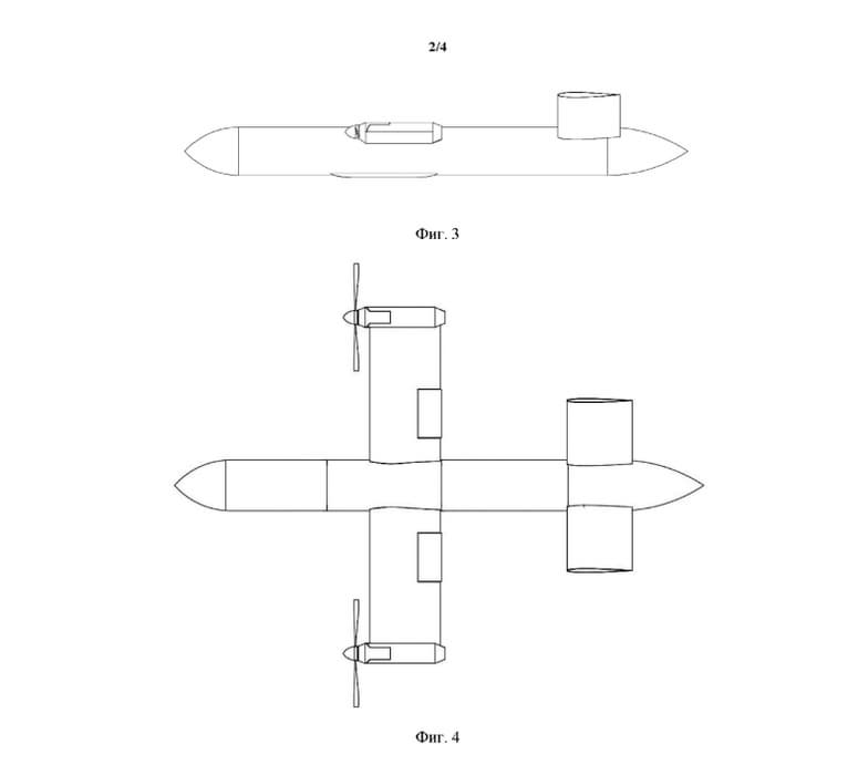 Esquema del dron con dos motores basculantes 