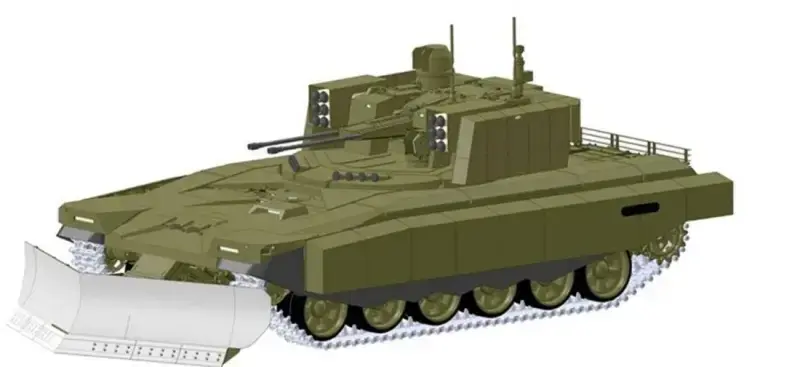 В одном из вариантов тяжелому роботу-танку в бою оказывает поддержку автономный аналог БМПТ «Терминатор»