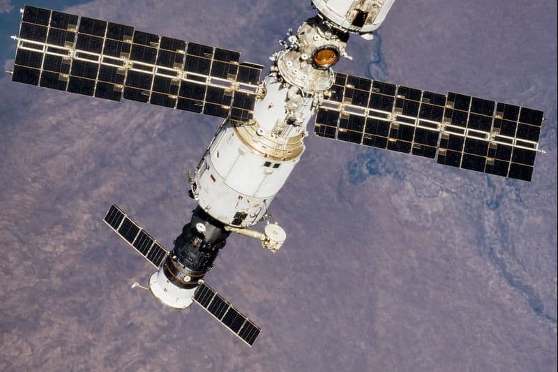 Zvezda module with the Progress spacecraft docked