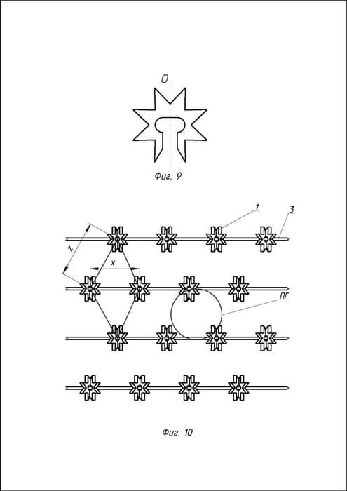 Схема зазубренных бойков сложной геометрической компоновки