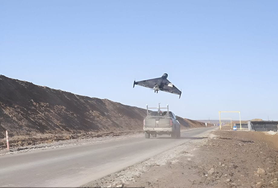 Launching a Geran-2 drone from a pickup truck