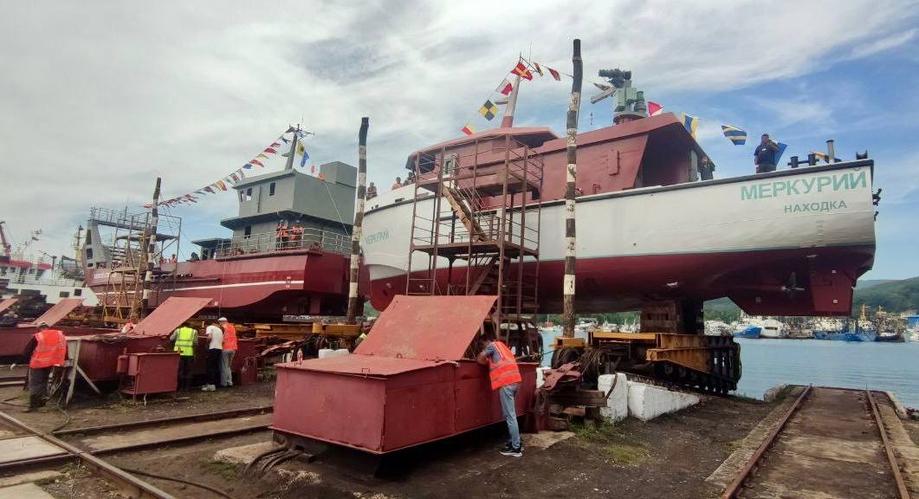 Launching of ships at the site of the Livadia Ship Repair Plant