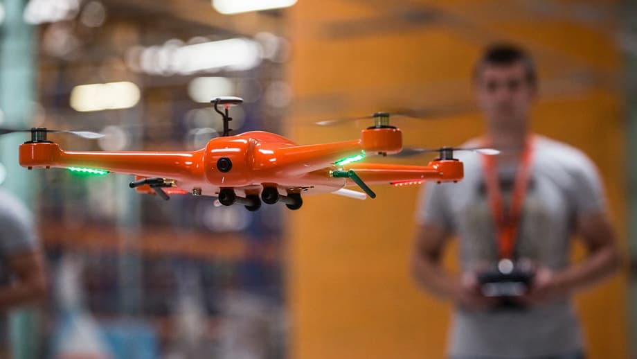 Schoolboy controls a drone