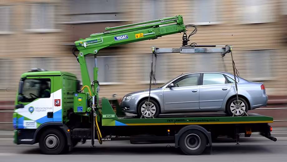 Car on a tow truck