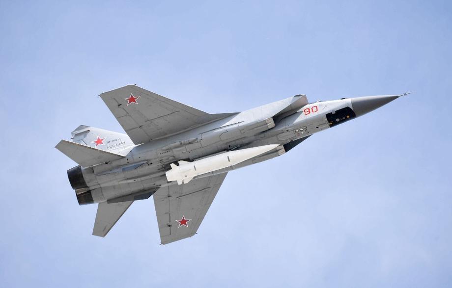 MiG-31K supersonic interceptor fighter with the Kinzhal hypersonic missile