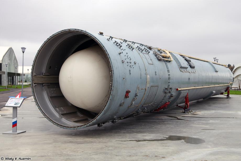 Silo-based UR-100N UTTKh ICBM in transport and launch container 15Ya54