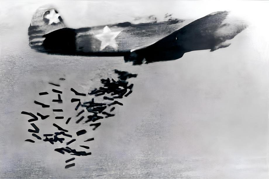 Dropping anti-tank bombs with a cumulative effect (PTAB)