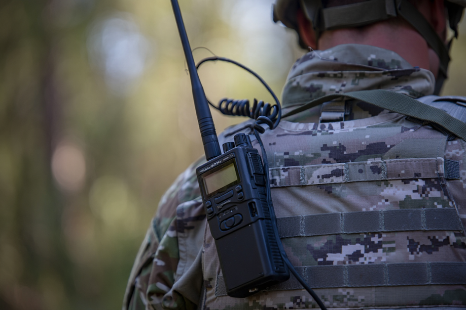 Military with a radio