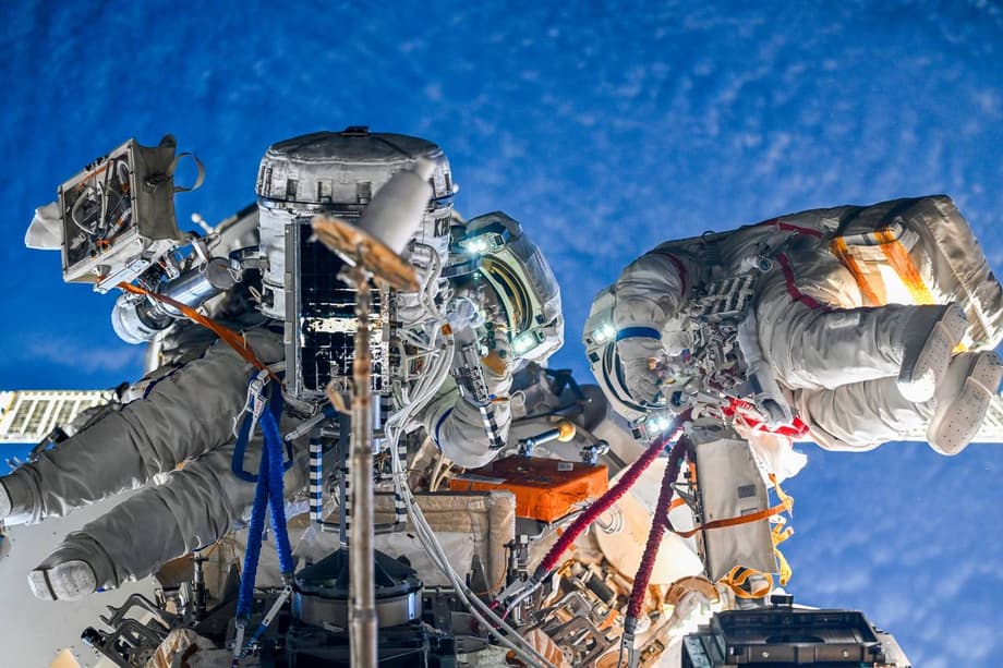 Cosmonauts in outer space