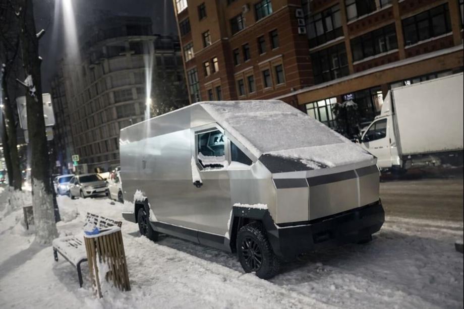 Perm. A vehicle visually resembling the Tesla Cybertruck