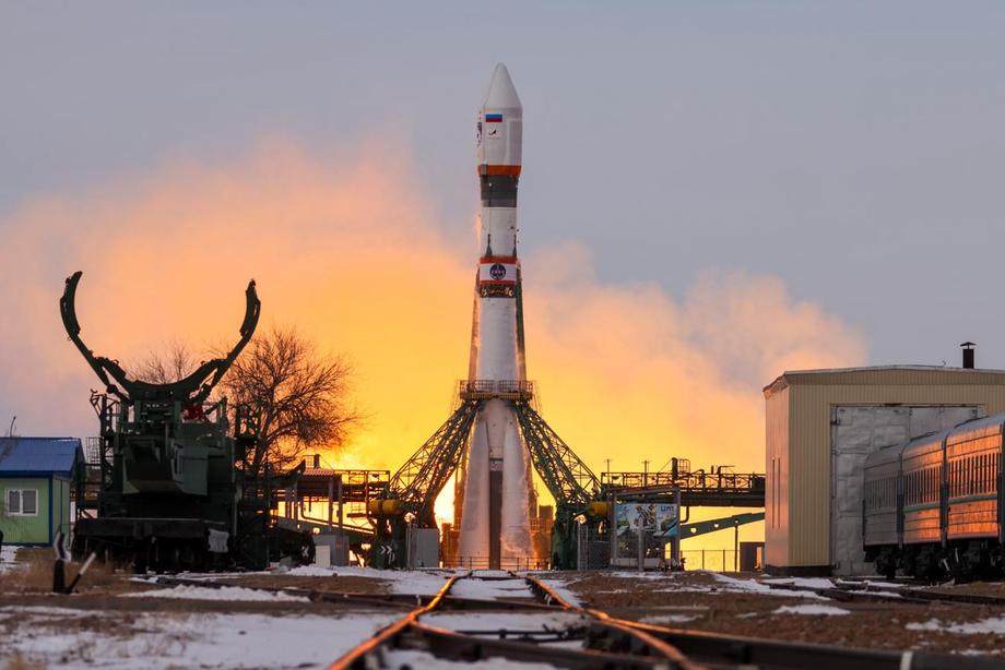 "Soyuz-2.1b" en la plataforma de lanzamiento