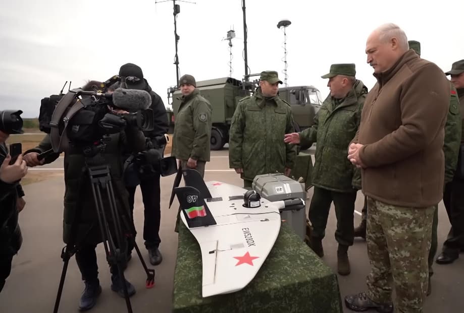 Alexander Lukashenko during an inspection of samples of Belarusian drones