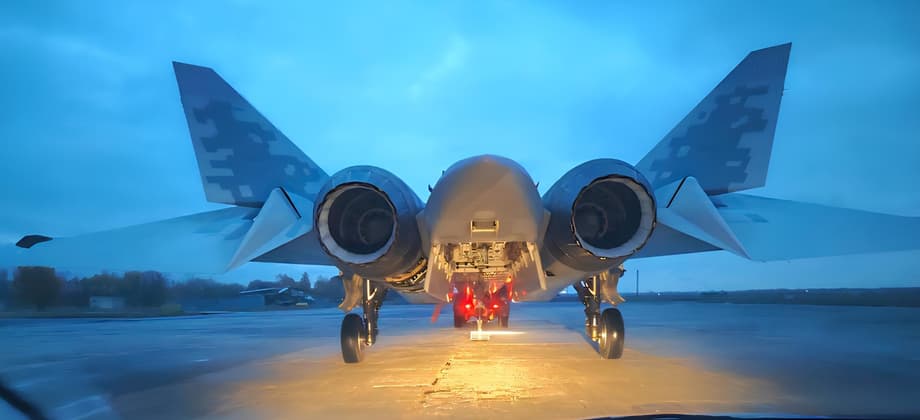 Su-57 with open weapons bay