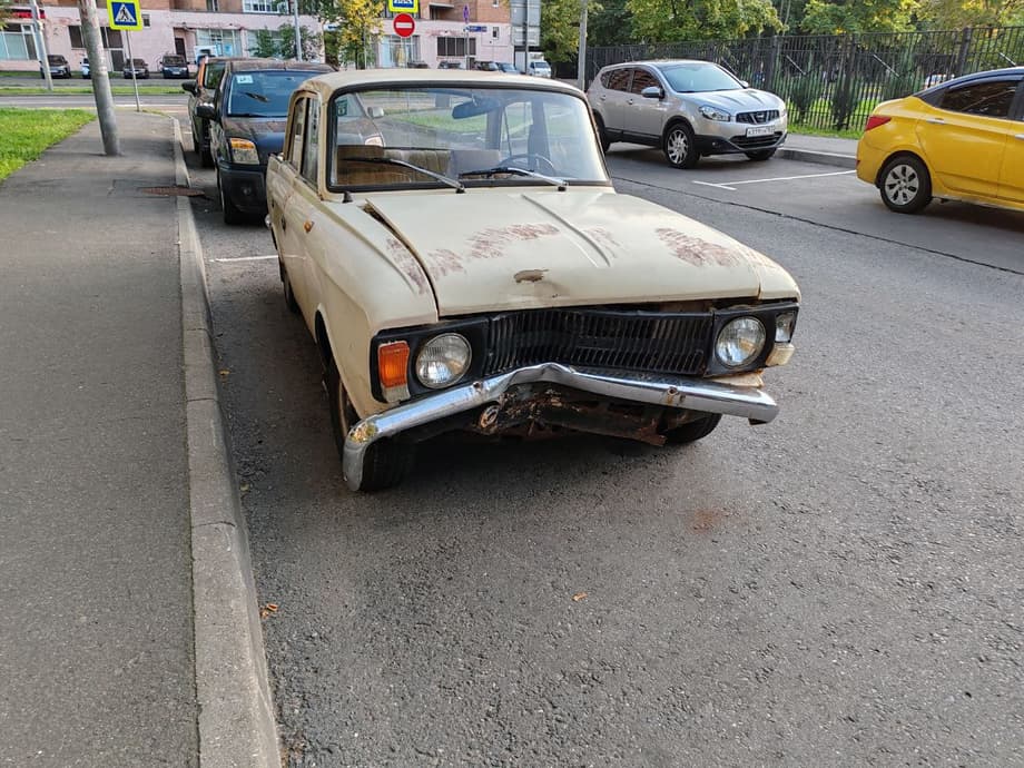 Car crashed in an accident in Moscow