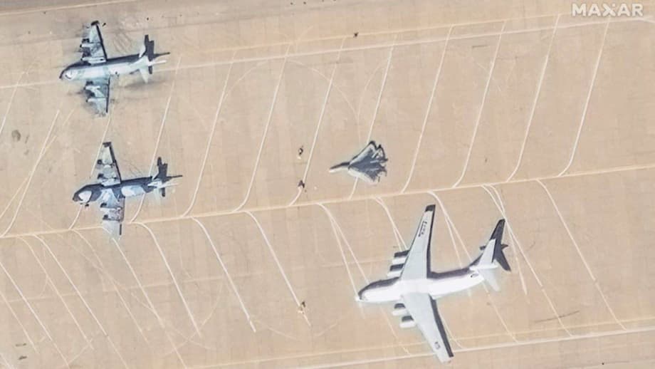 Su-57 and Il-76 at an airbase in Iran