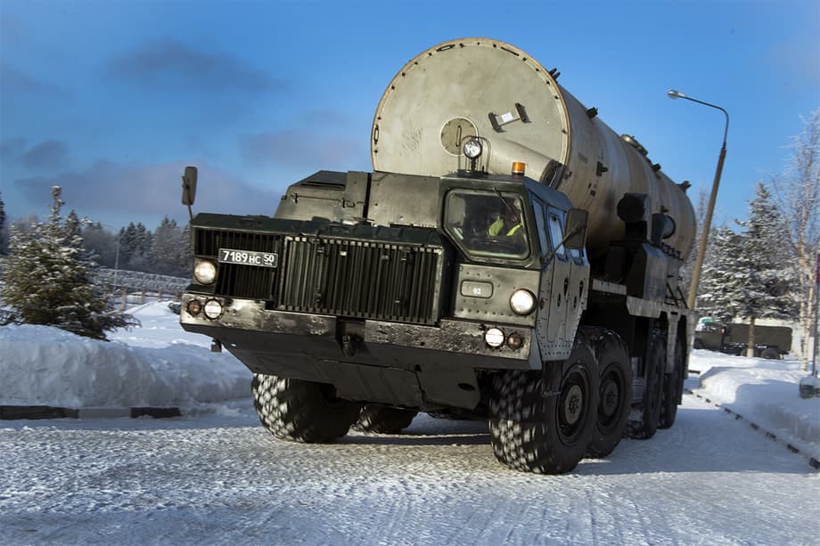 Transport-loading vehicle 5T92 for short-range interceptor missiles
