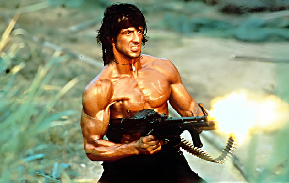 John Rambo with a machine gun