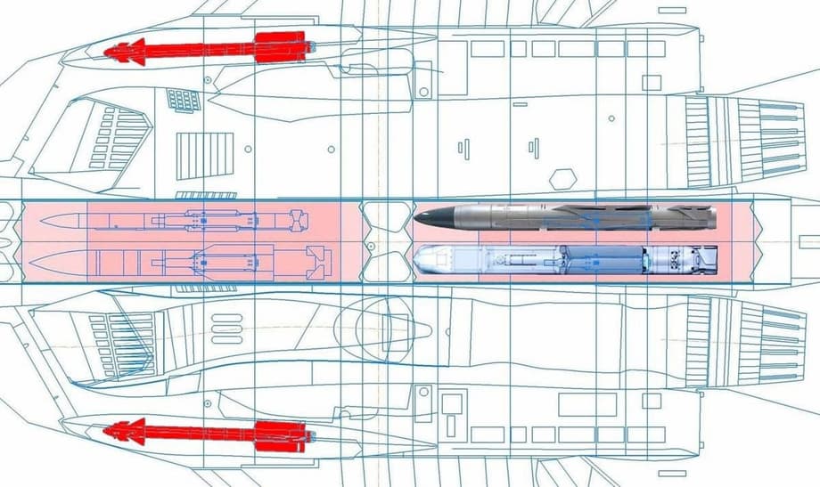 diagram of the placement of R-77 missiles in the hidden compartments of the Su-57