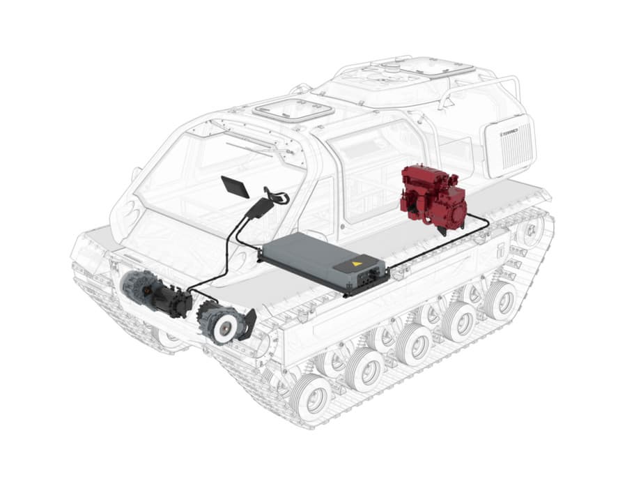 Traction motor power – 2x30 kW/h, peak power – 60 kW/h. The peak torque is 450 Nm