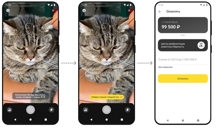 Например, камера может определять визуально кошек и собак, попавших в объектив, и предлагает перевести сумму в тот или иной благотворительный фонд помощи бездомным животным