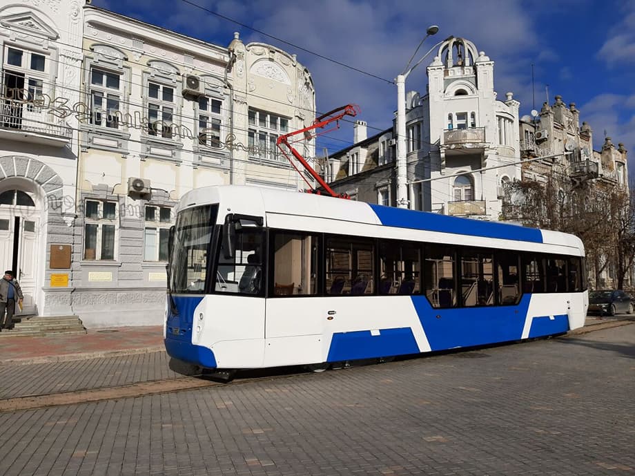 High-speed narrow-gauge single-section partially low-floor tram model 71-411 is connected to the GLONASS navigation system