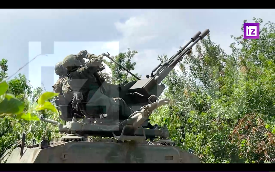 ЗУ-23 на «мотолыге», кадр из видеорепортажа «Известий»