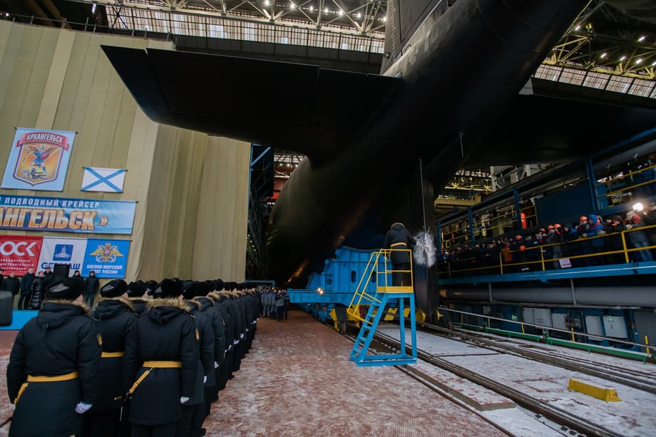 Launching of the submarine K-564 "Arkhangelsk" from the slipway