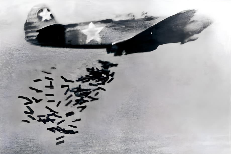 Dropping anti-tank bombs with a cumulative effect (PTAB)