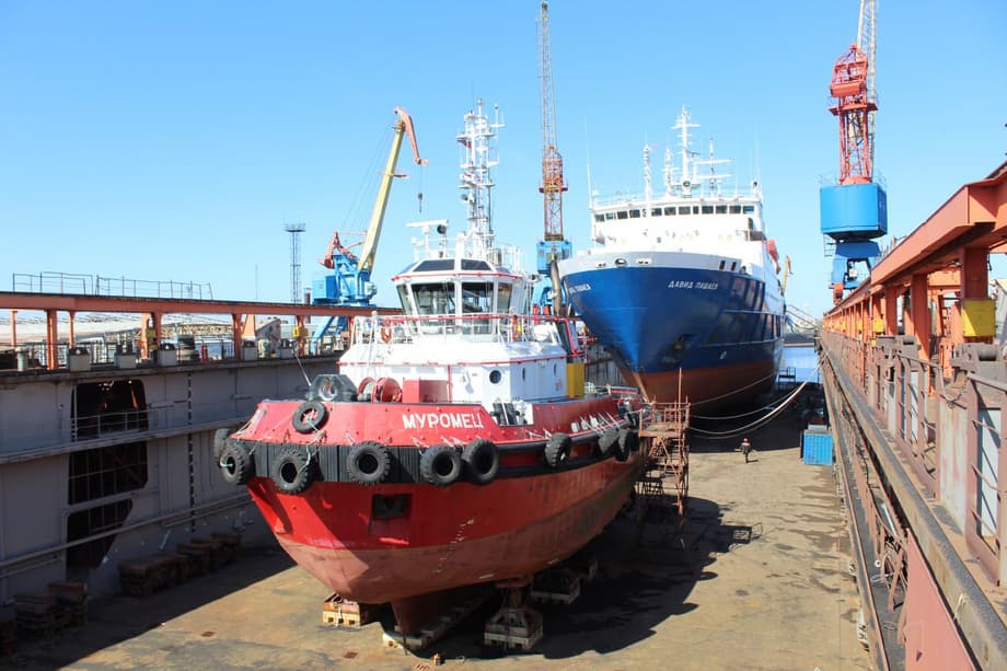 passenger ship "David Pashayev" and tugboat "Muromets"