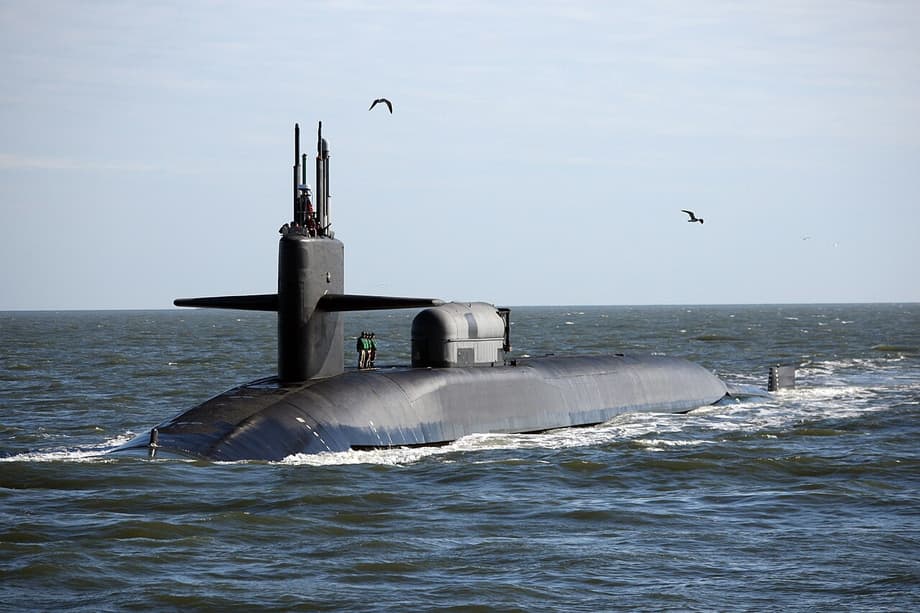 USS Georgia submarine of the US Navy in the Atlantic Ocean