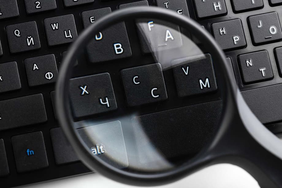 Magnifying glass on a keyboard