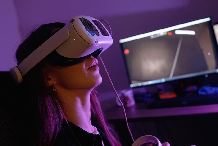 Girl playing a video game