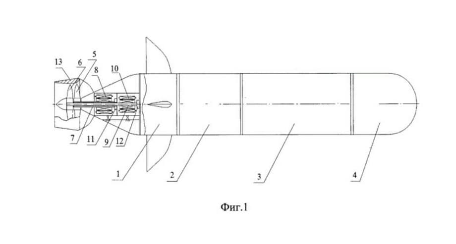 Модель подводного дрона в форме торпеды для ВМФ