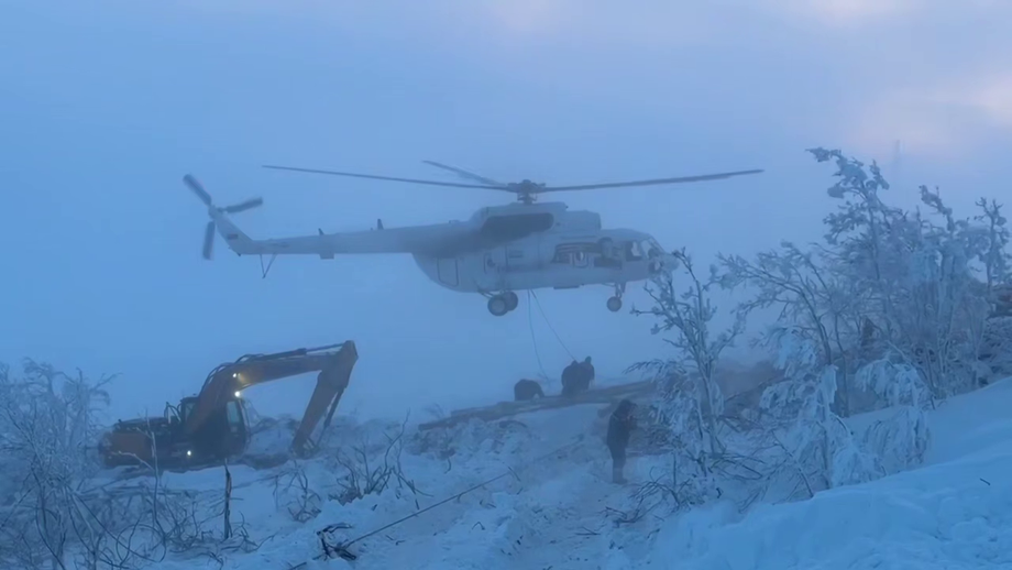 Монтаж второй опоры ЛЭП