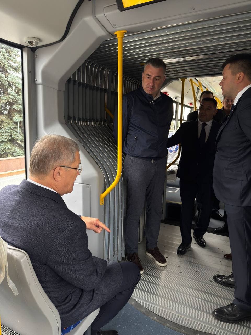 Inside the Gorozhanin trolleybus based on the MAZ-216 body